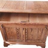 19th century sideboard in solid pitch pine, 2 doors, 1 drawer 128x58x120cm