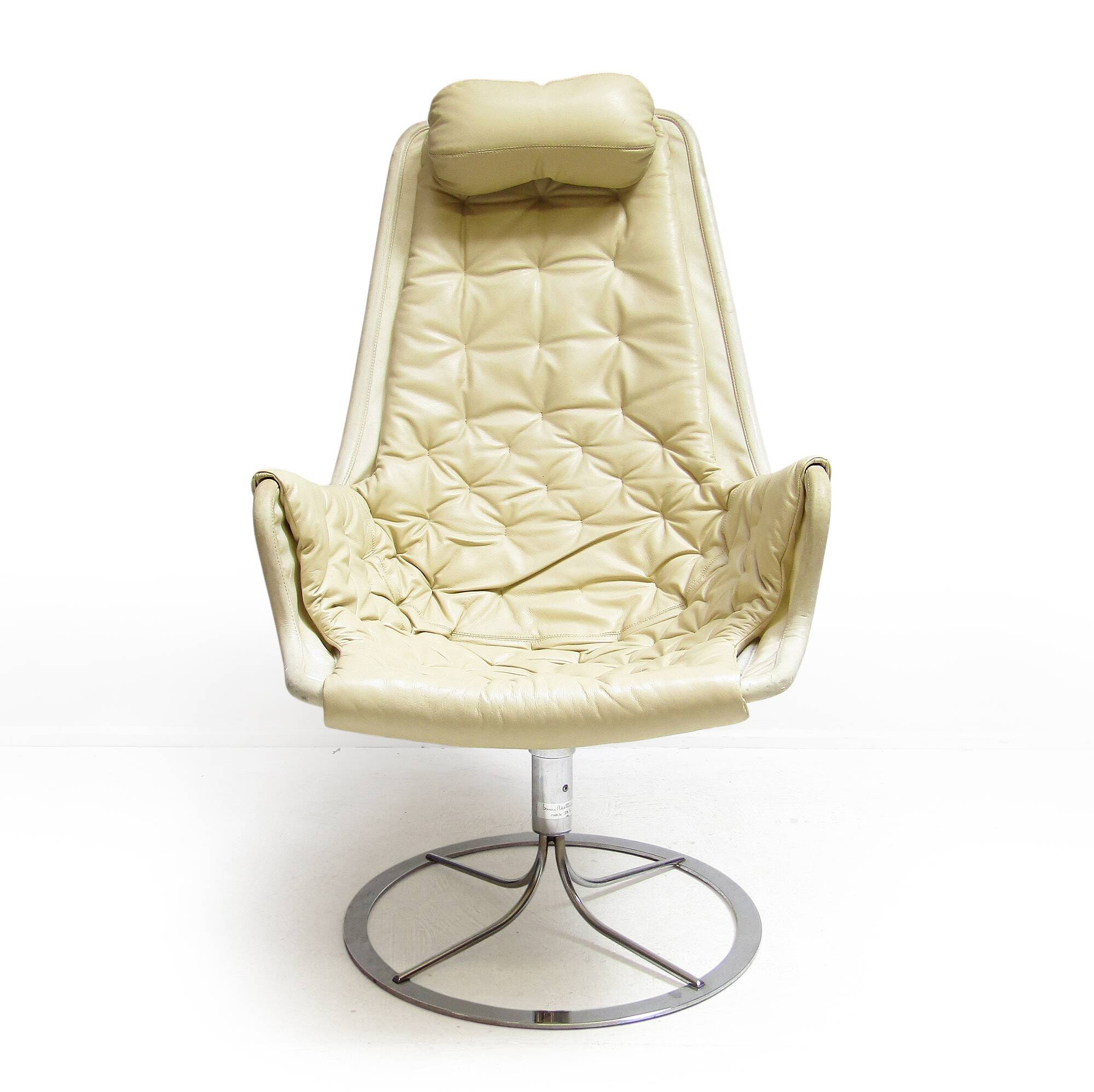 1970s Swedish Space-Age Jetson Chair in Beige Leather by Bruno Mathsson