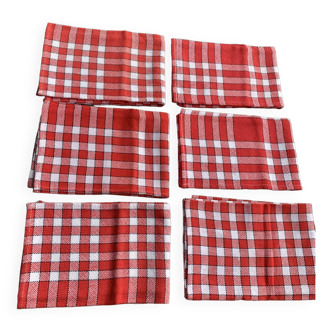 Set of 6 red and white checkered napkins the little vintage red doily