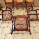 6 mulched chairs, sheep's bone, solid wood