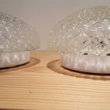 Pair of ceiling in cast glass