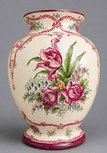 Roger Colas in Clamecy: Important vase in faience with a baluster shape.