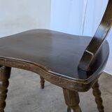 Vintage Tyrolean Heart Cutout Wooden Dining Chair / Bobbin-turned Legs