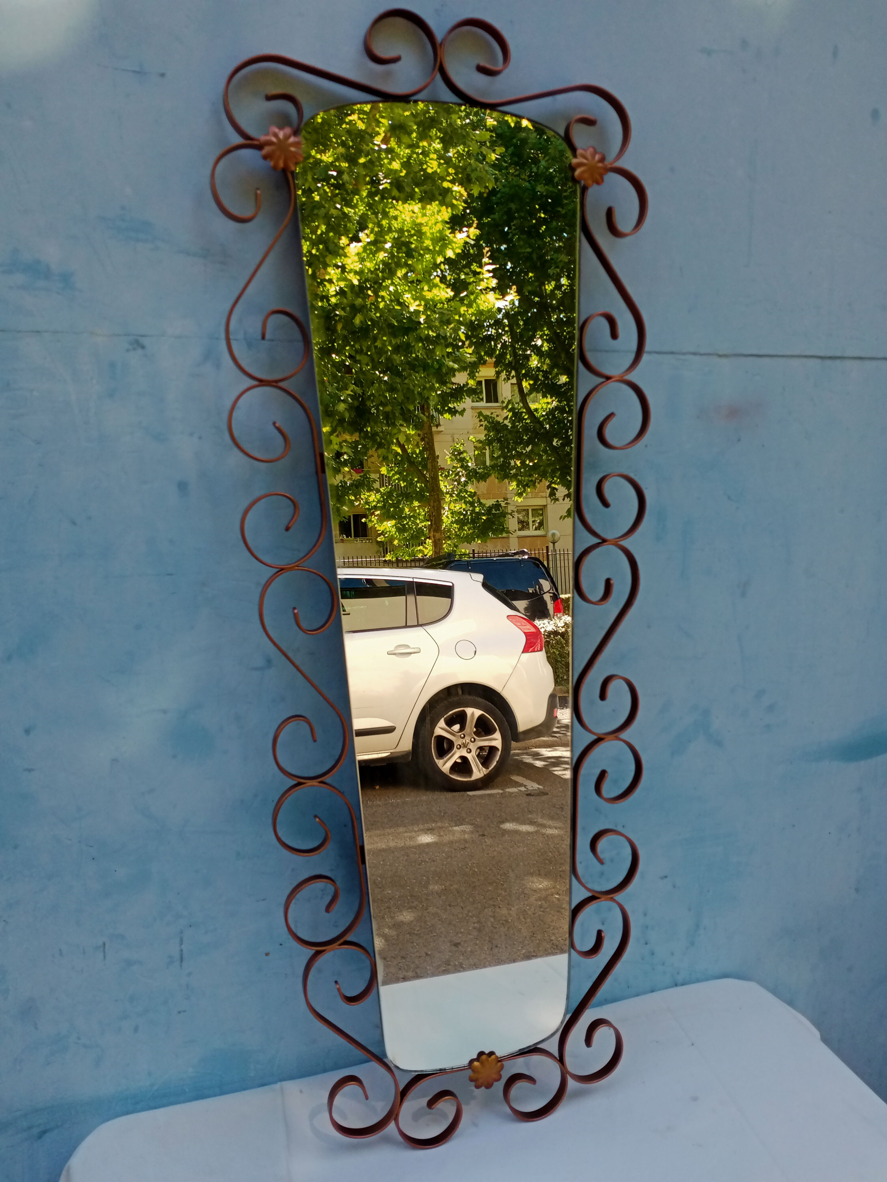 Wrought iron mirror 1960 117x46cm