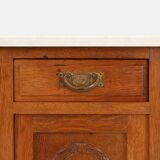 Art Deco nightstand in oak with Carrara marble top, France 1930s