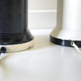 2 large black and white turned wood vintage lamp bases.