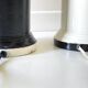 2 large black and white turned wood vintage lamp bases.