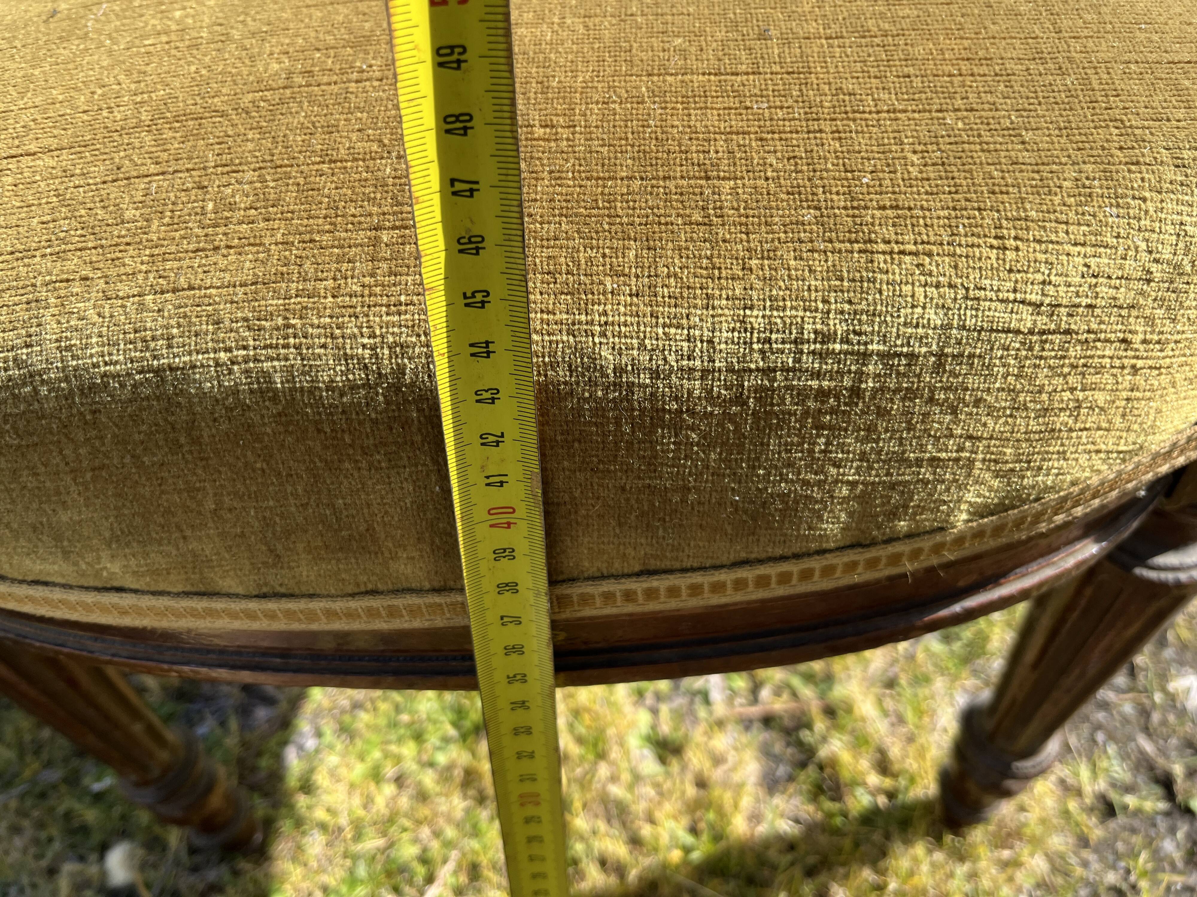 Pair of antique Louis XVI style chairs - carved wood - green velvet -