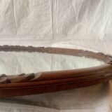 Large Art Deco oval mirror in carved wood - 87 x 53 cm