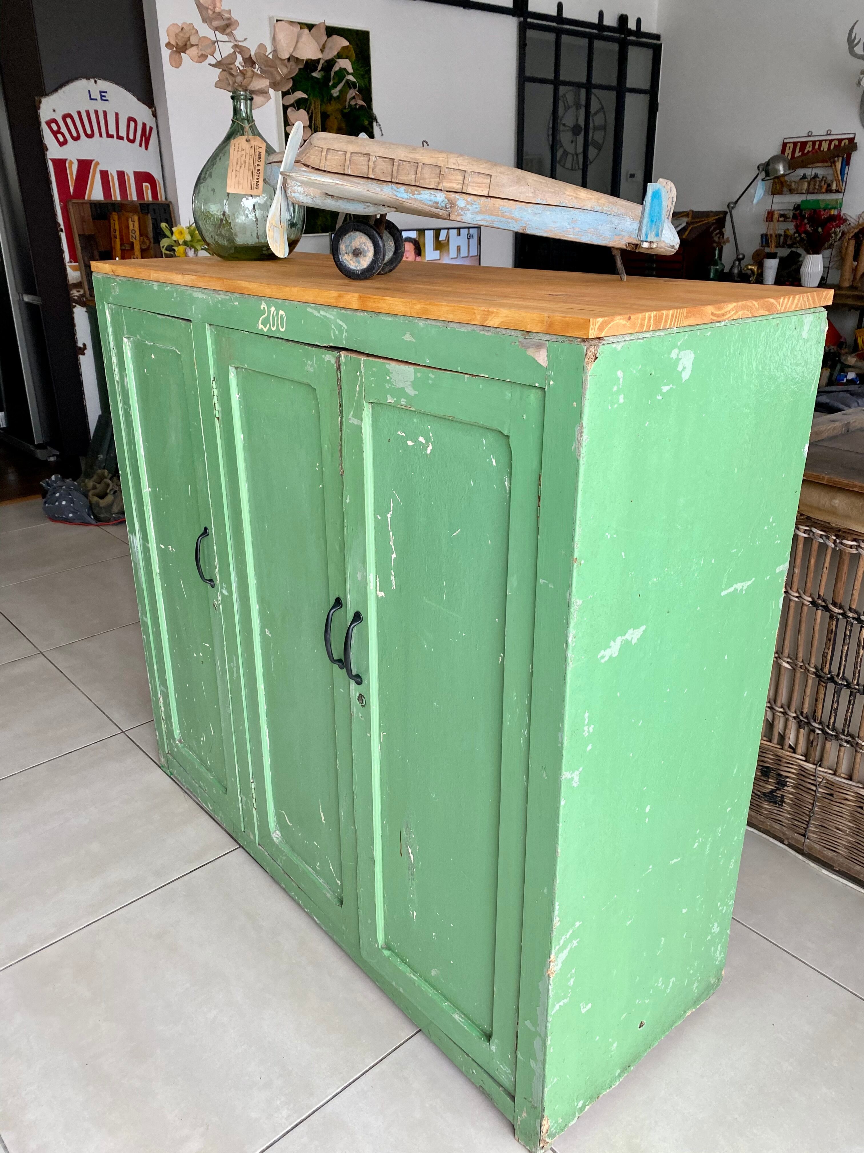 Meuble de métier en bois vintage