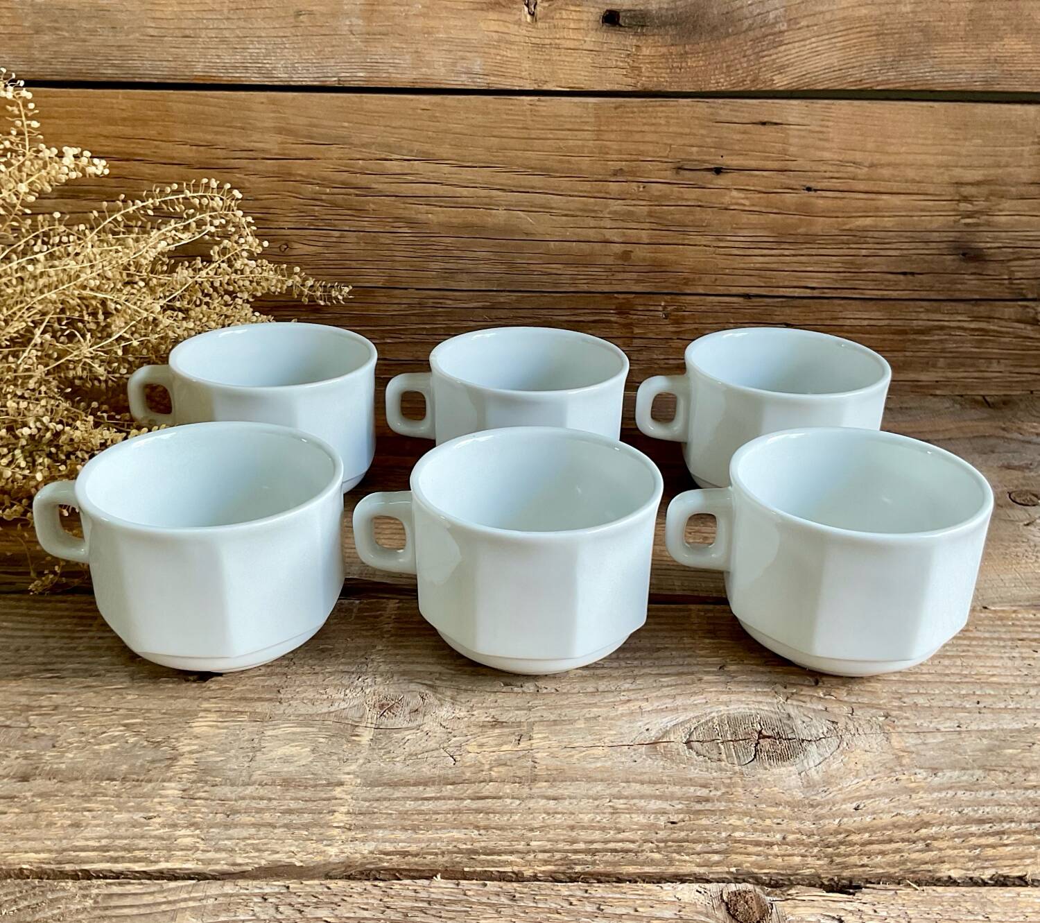 6 large octagonal cups sarreguemines france