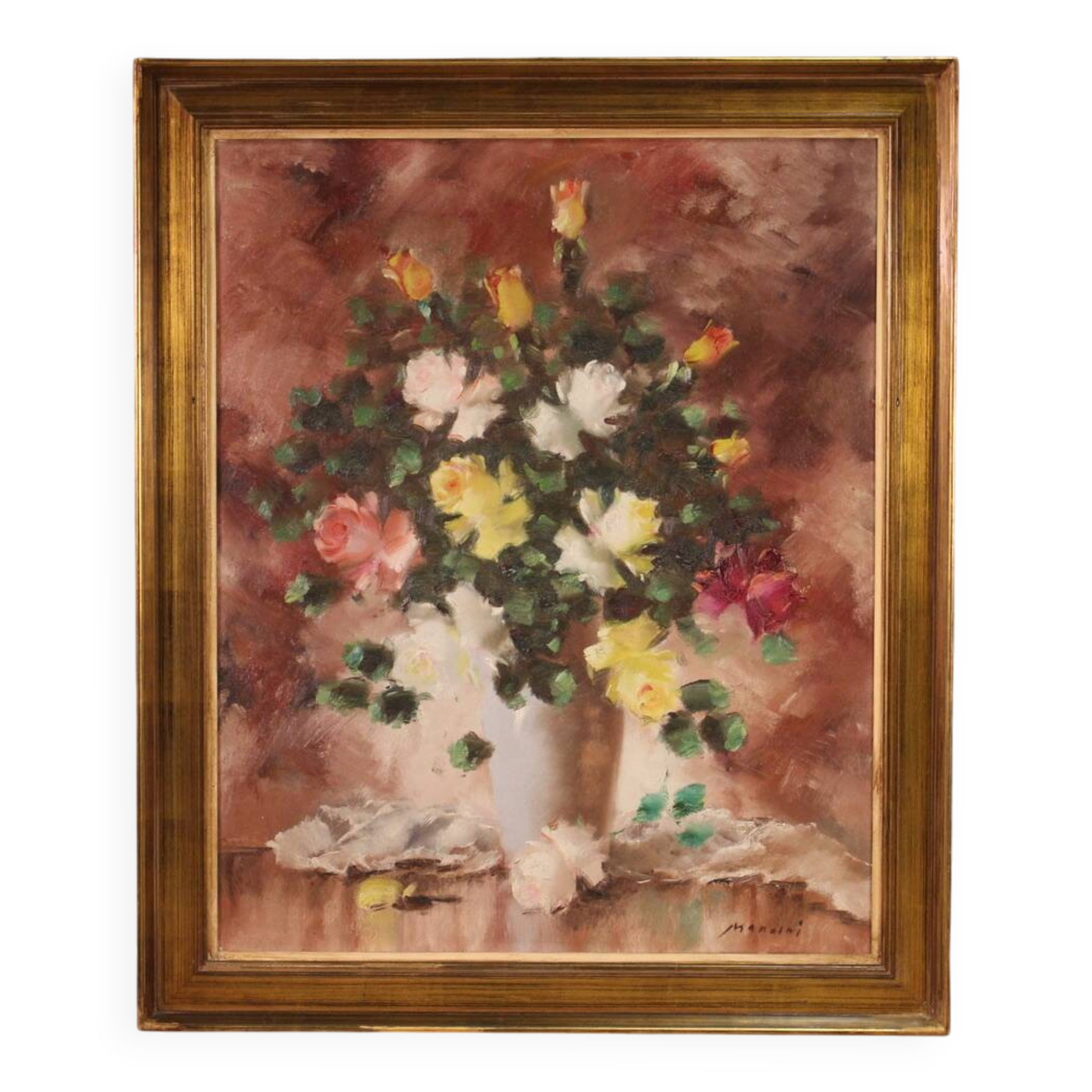 Peinture de nature morte signée du 20e siècle.