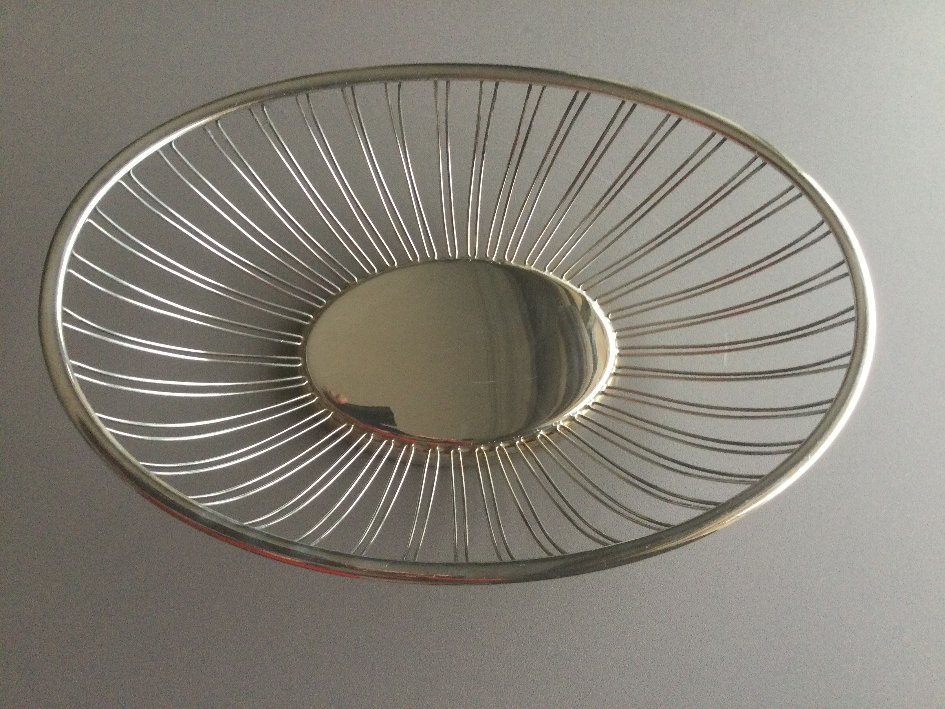 silver metal bread basket