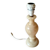 Old beige marbled stone lamp base - alabaster lamp