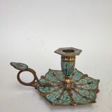 Enamelled bronze candlestick