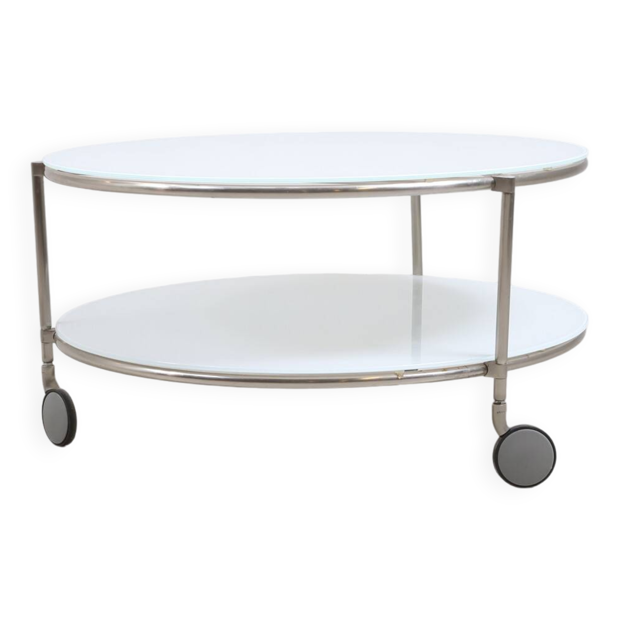 Round coffee table in opaline glass Ikea 1980 Sweden