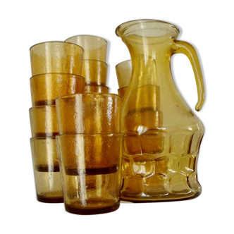 Service carafe et 15 verres vintage