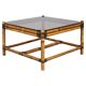 Vintage bamboo coffee table with smoked glass top