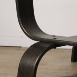 Vintage Fubo coffee table – curved wood & smoked glass – 1970s