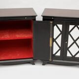 Pair of buffets in a black lacquer decoration of braces circa 1950