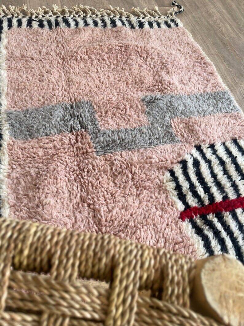 Handmade traditional natural wool rug size 1/2 m
