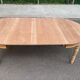 Round extendable dining table stripped in solid cherry wood France 1950