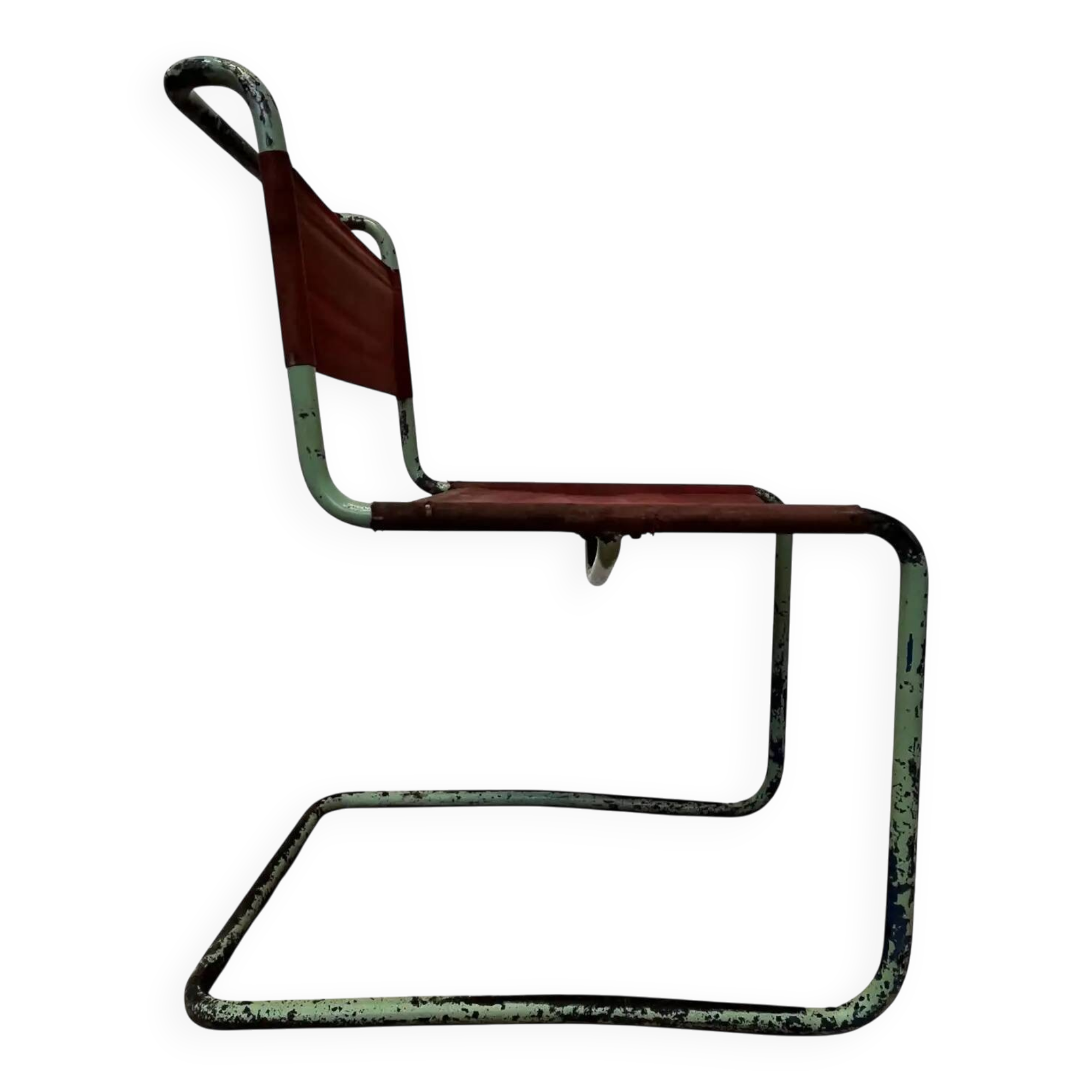 Rare Bauhaus Mart Stam tubular chair by Thonet / original green colour