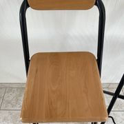 2 tabourets de bar pliable des années 90 bois et métal noir