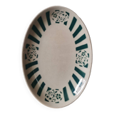 Vintage iron earthenware plate with green Cuban flower pattern