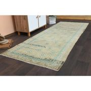 Vintage Turkish Oushak Handmade Wool Cotton Orange Runner Rug 108x294