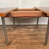 Round table with teak extension design Pierre Guariche edition Huchers Minvielle 1960