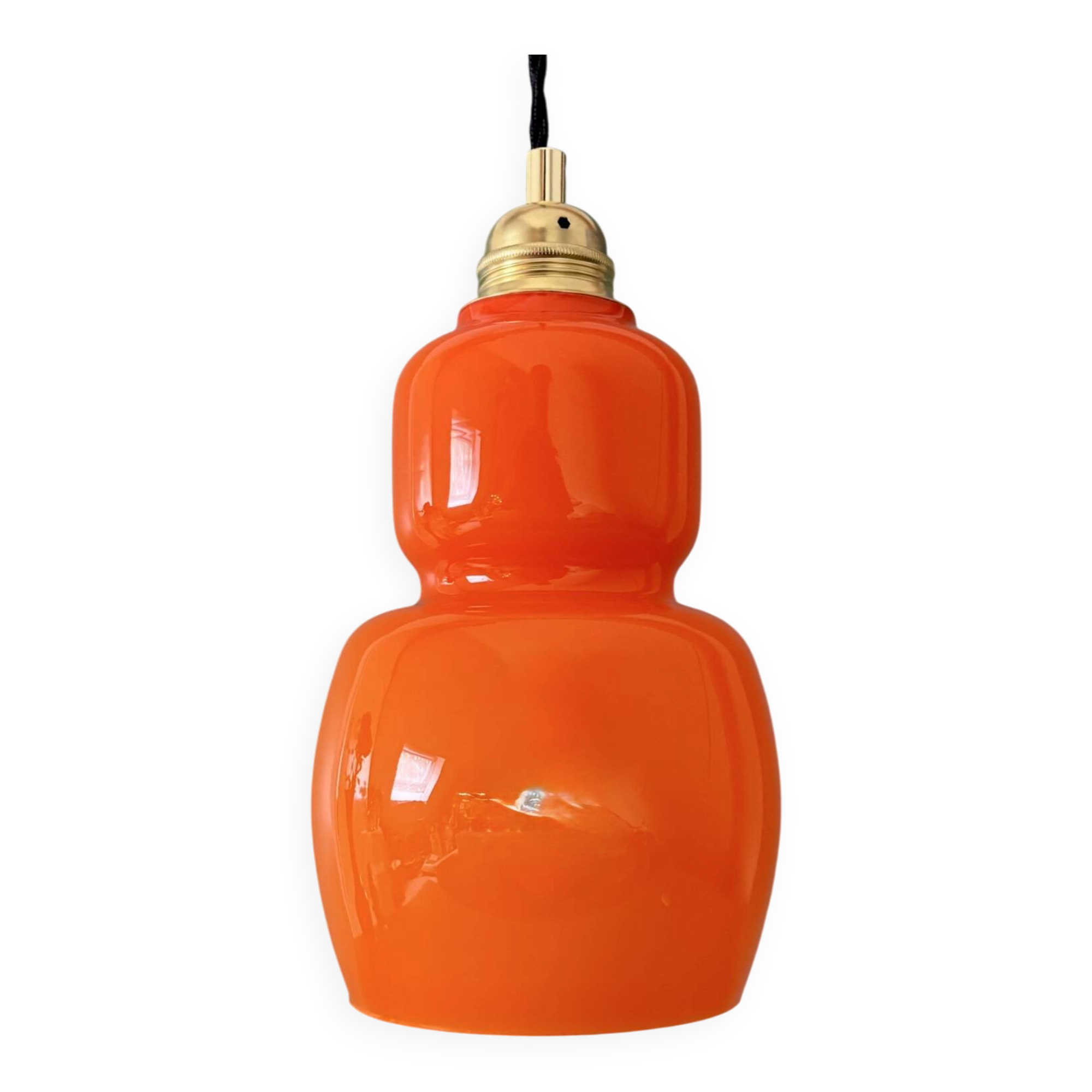 Suspension globe vintage en opaline orange