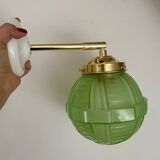 Vintage art deco globe wall light in green glass