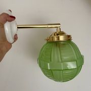 Vintage art deco globe wall light in green glass