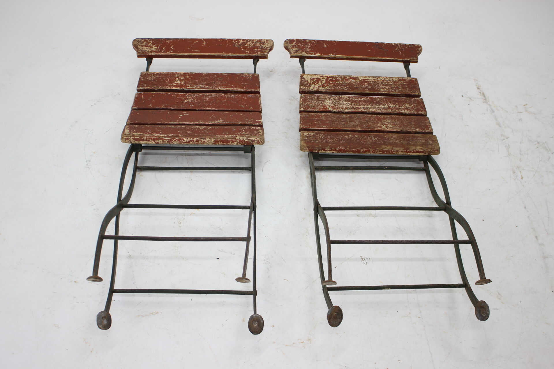 1920s set of four folding garden chairs, czechoslovakia