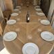 Solid oak farmhouse table with extensions.