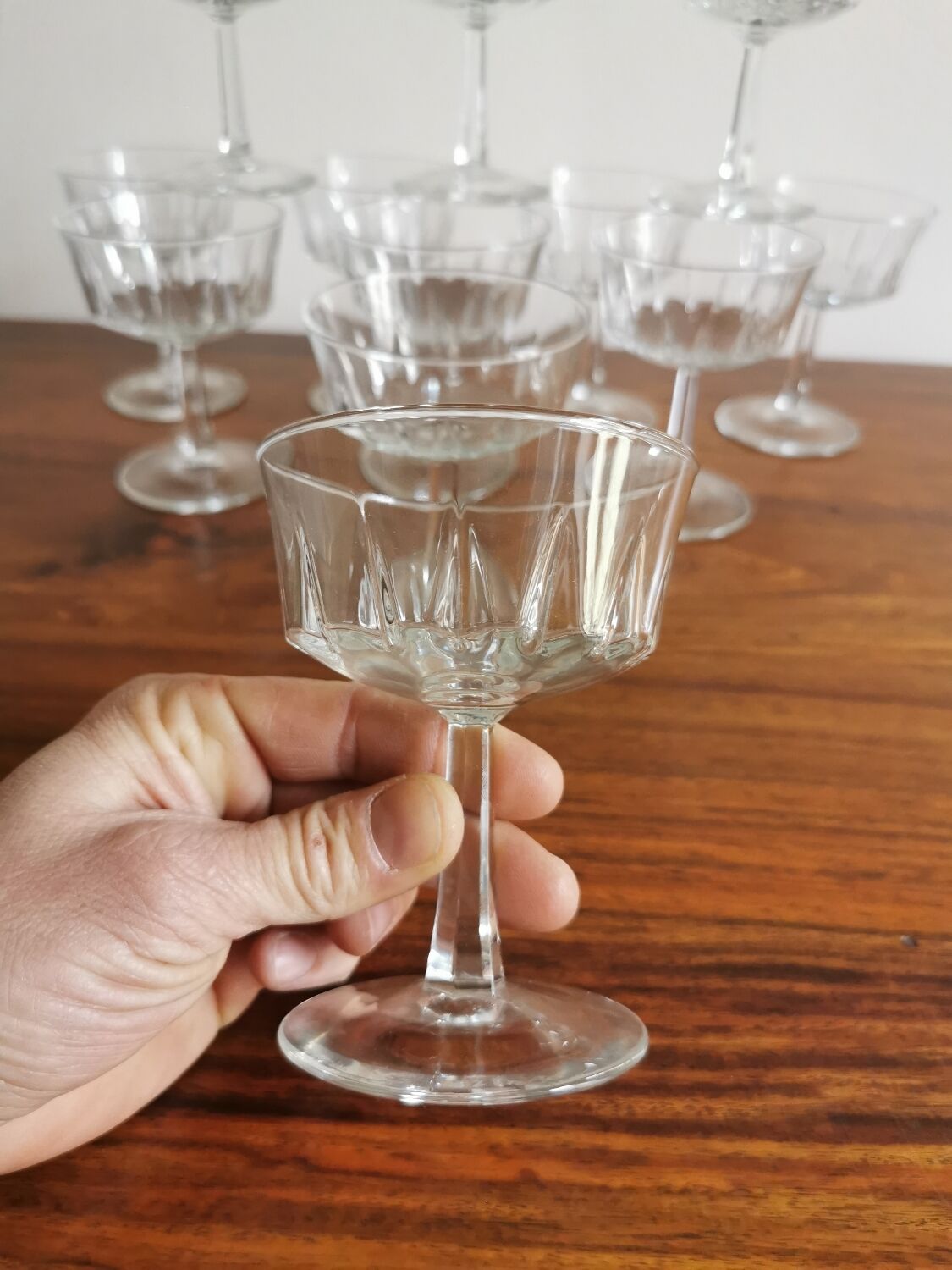 12 vintage champagne glasses