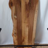 Vintage bistro table with brutalist walnut top