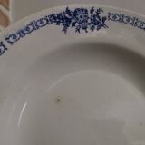 3 assiettes creuses à frise bleu & éventails St Amand