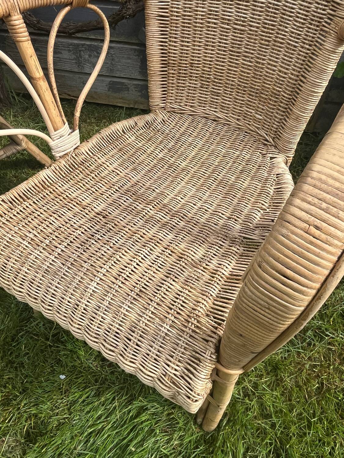 Rattan armchair duo
