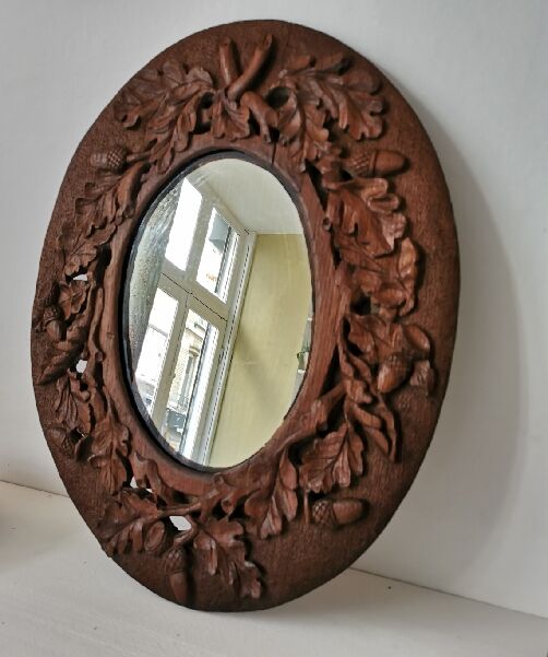 Carved wooden country mirror  35x45cm