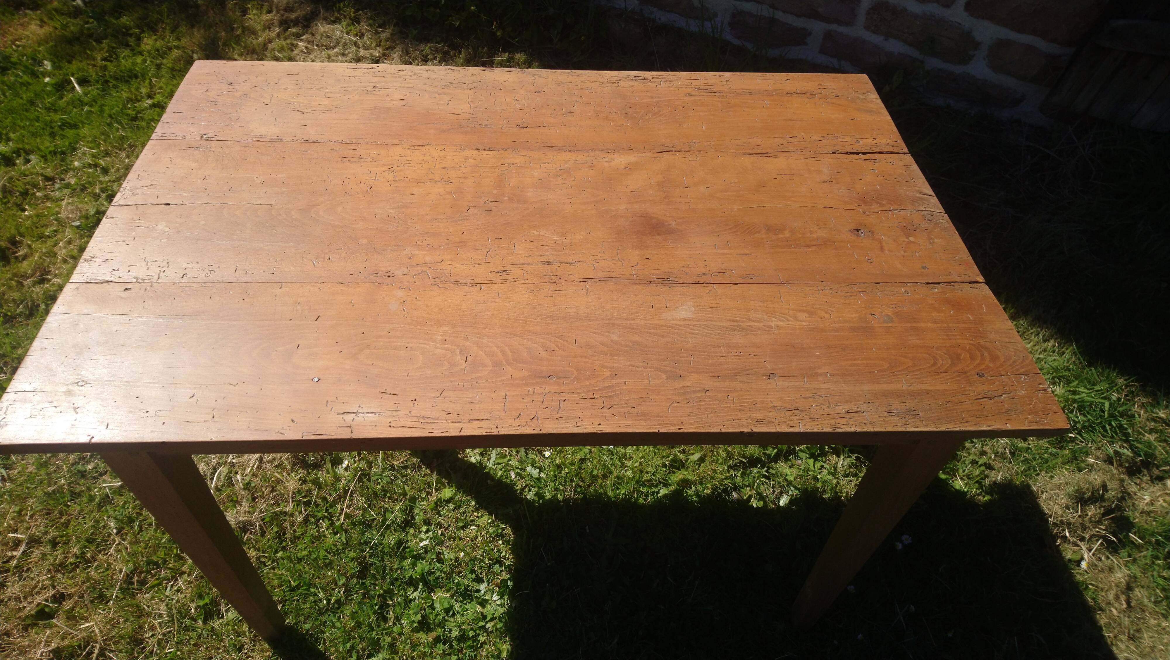 Tapered leg table, fir and beech