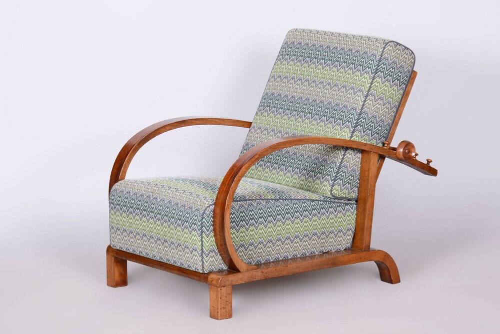 Art Deco Lounge Chair attributed to Jindřich Halabala for Up Závody, Former Czechoslovakia, 1920s