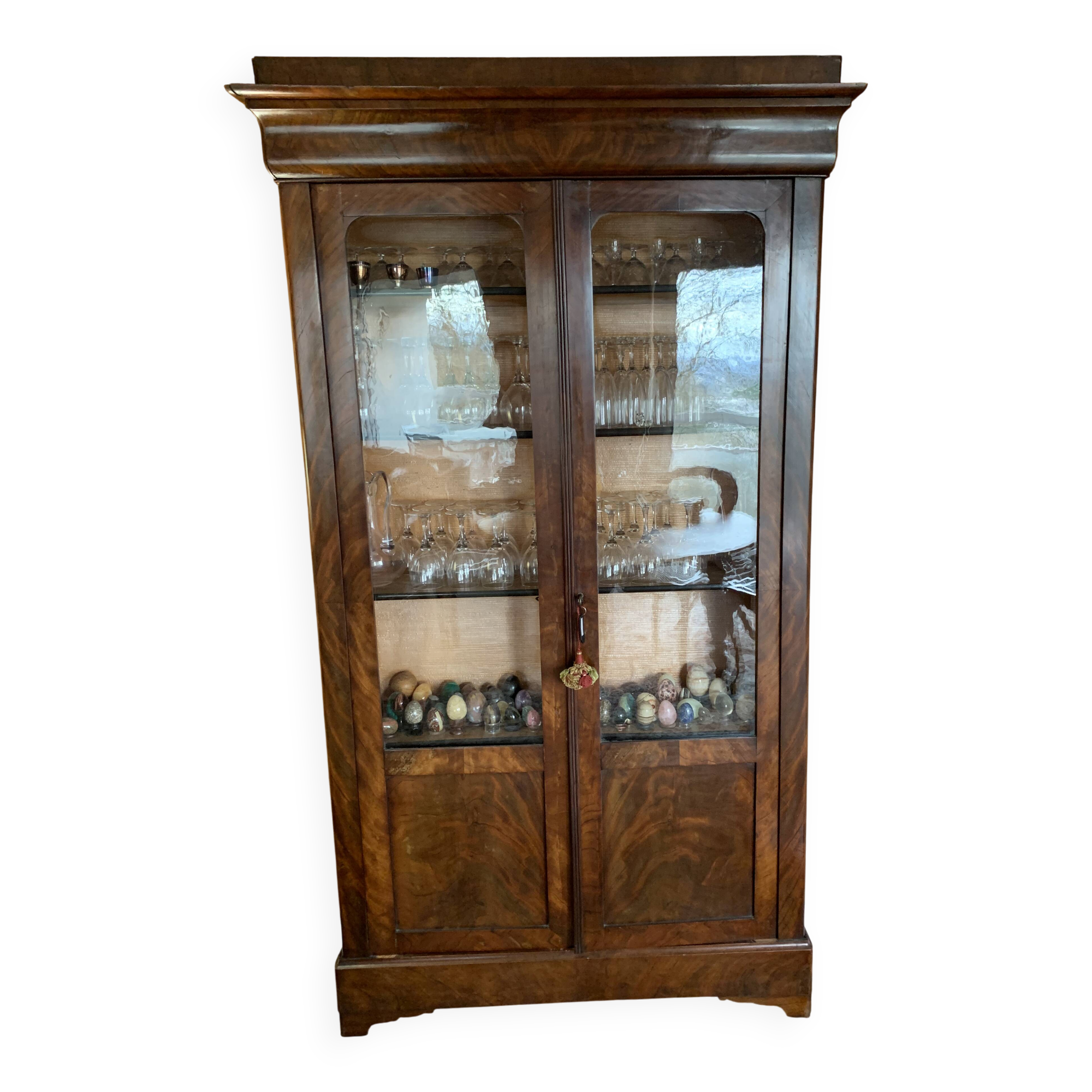 Showcase library from the Louis Philippe era in mahogany.