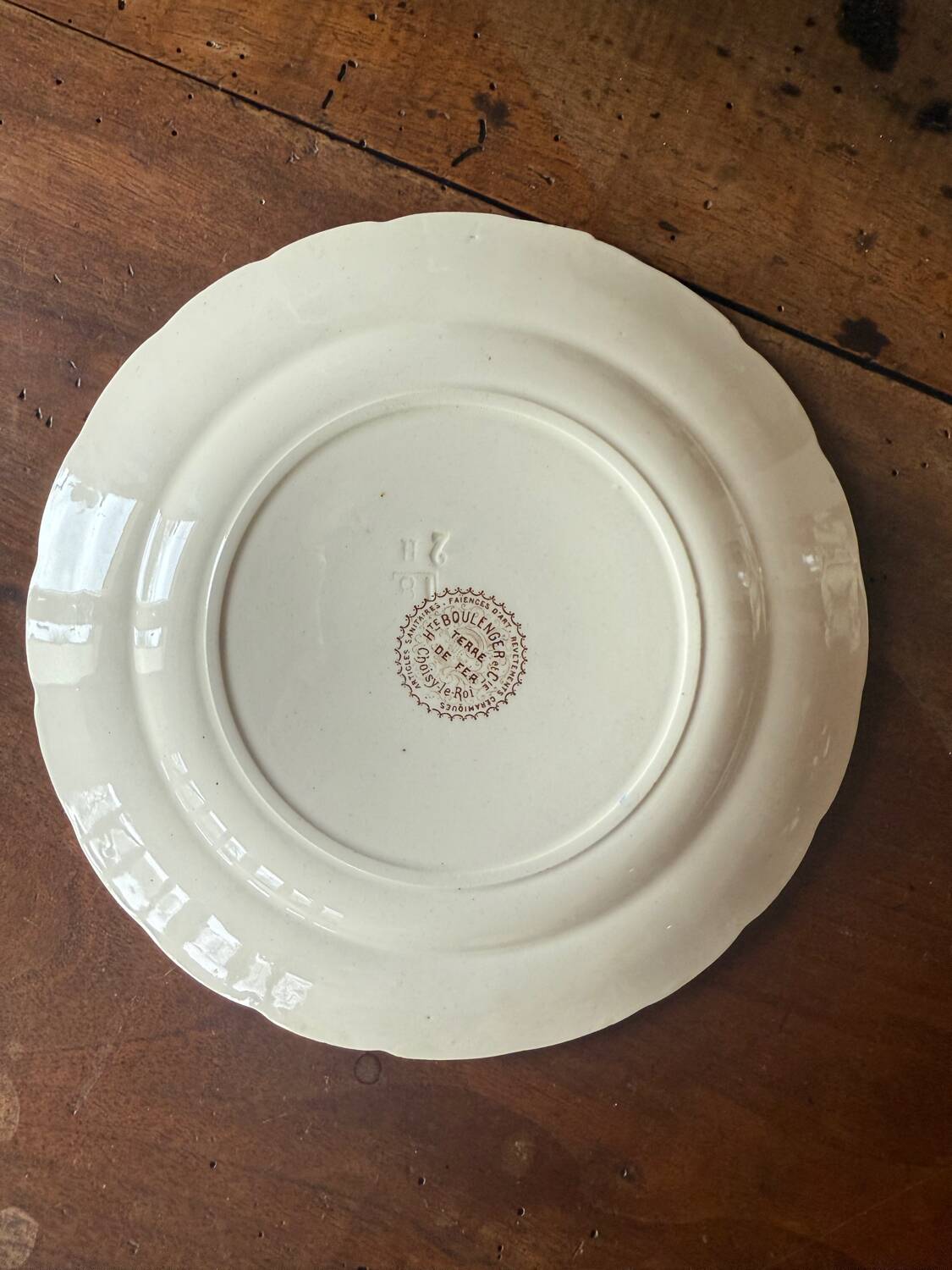 Antique plate Terre De Fer Boulenger - Choisy Le Roi
