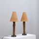 Pair of 1970s Italian decorative table lamps raphia & parchment