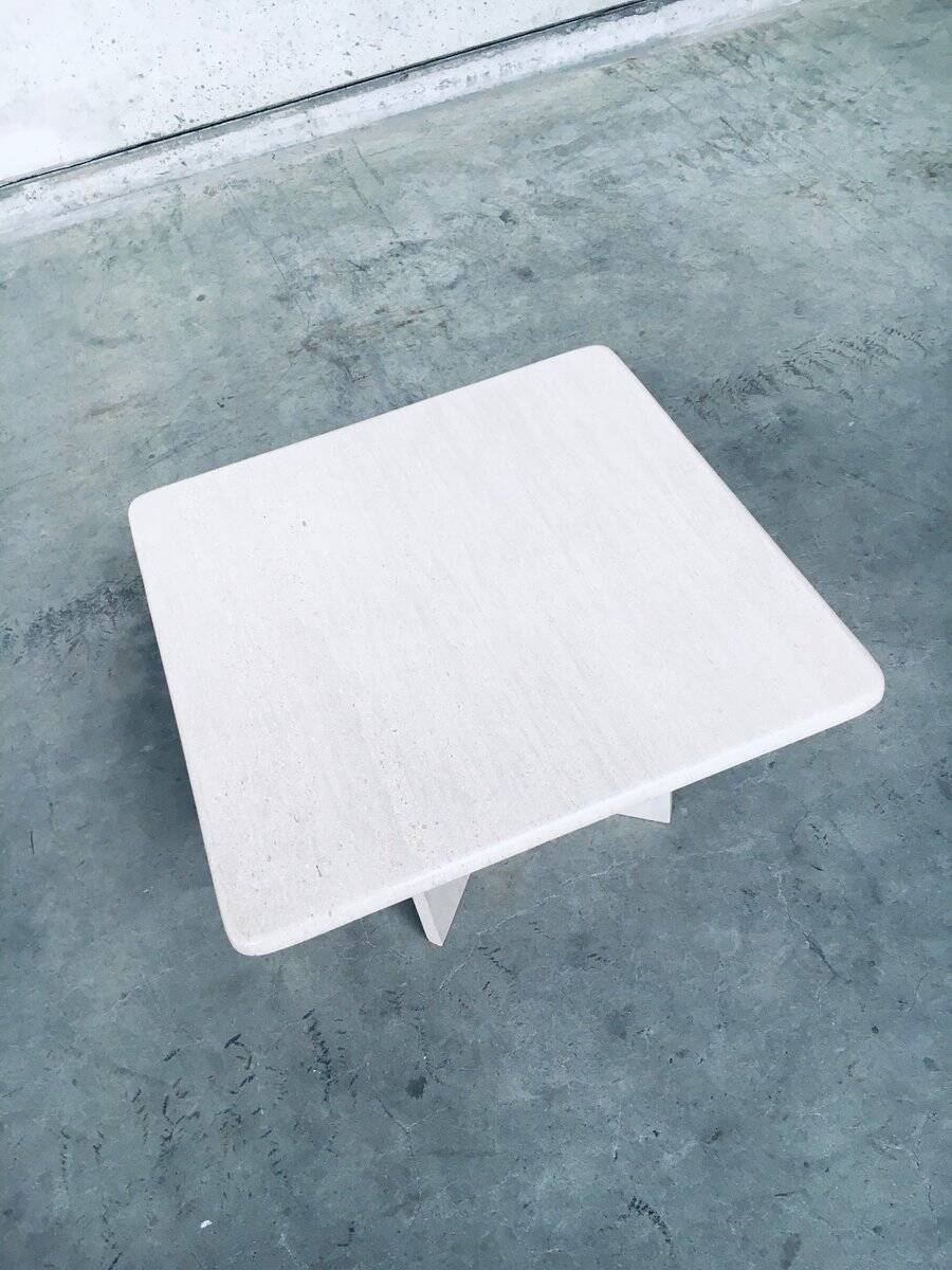 Vintage Italian Postmodern Square Granite Stone Side Table, 1970s