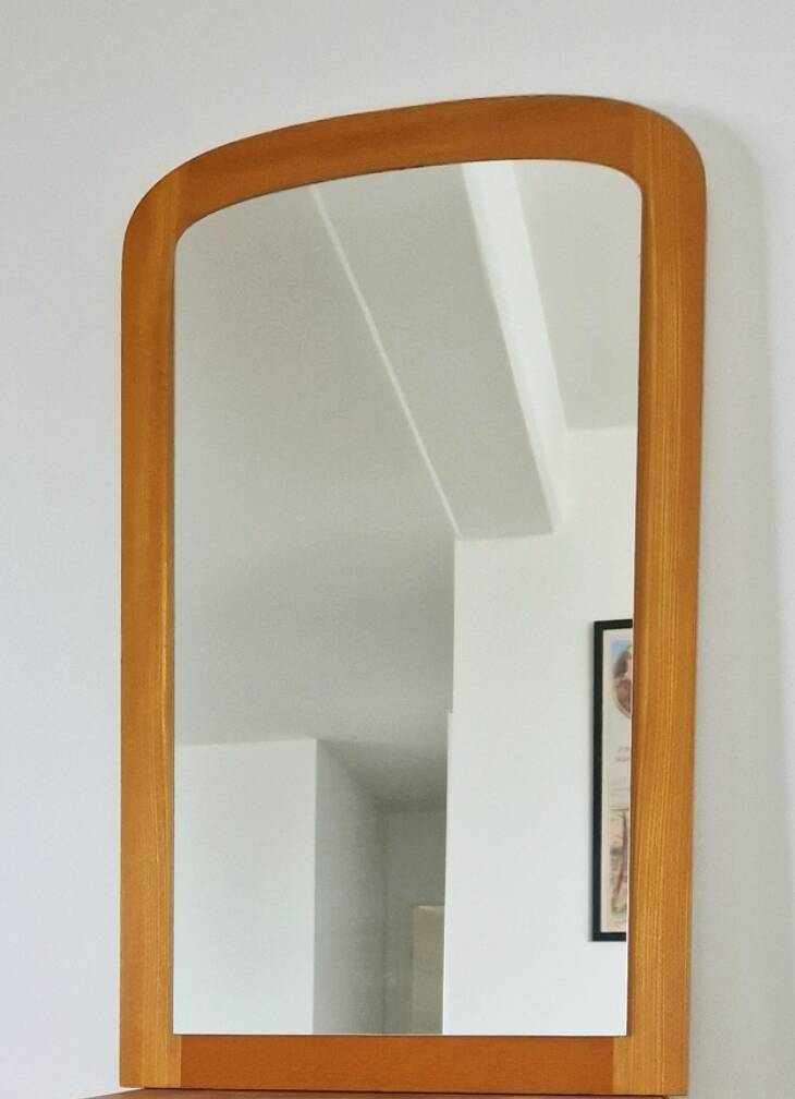 Scandinavian vintage wooden mirror
