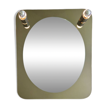 Design wall mirror with lamps, Italy 1970s