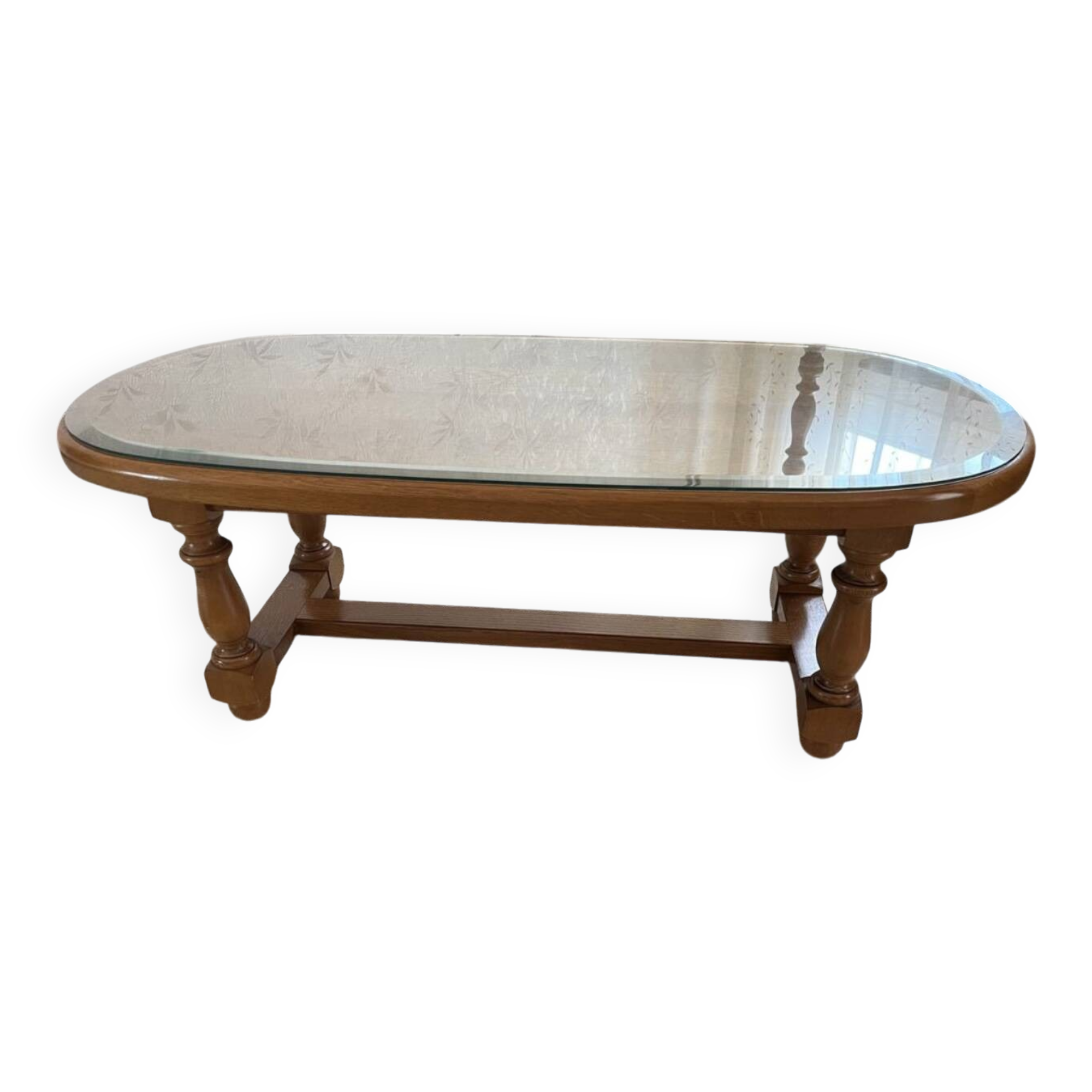 Table de salon en bois plateau verre